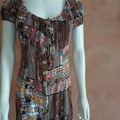 Jolie robe style bohème taille 36 ton marron 